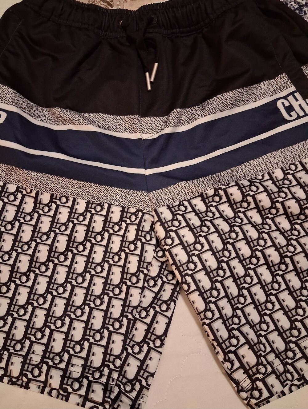 Mens Blue Logo Swim Trunks L